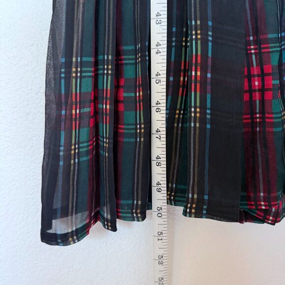 NWT J.Crew Tie-Neck Dress in Stewart Tartan Viscose Chiffon Black Red Green XS - Picture 12 of 15